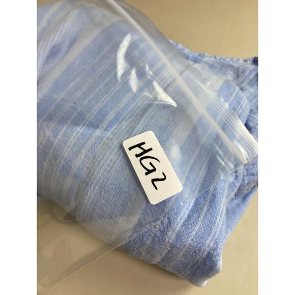 Tahari Linen Blend Blue Striped Button Up Long Sleeve Top Women Large lagenlook - Picture 7 of 14